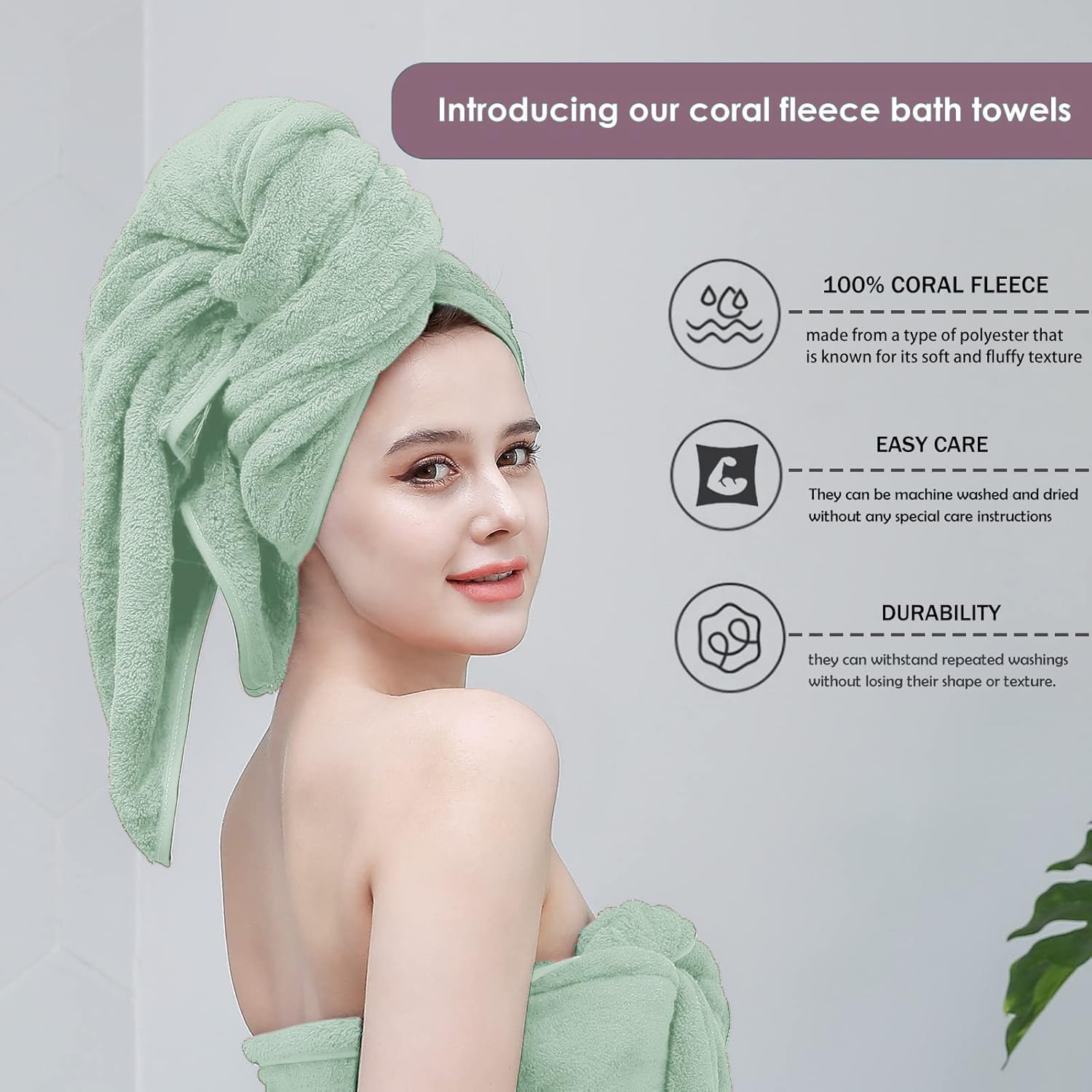 Maxoshine Microfiber Bath Towels Large Size-Super Soft Coral Fleece Bathing Towel Hook Quick Dry Super Absorbent-Bath Towel (Pista Green)