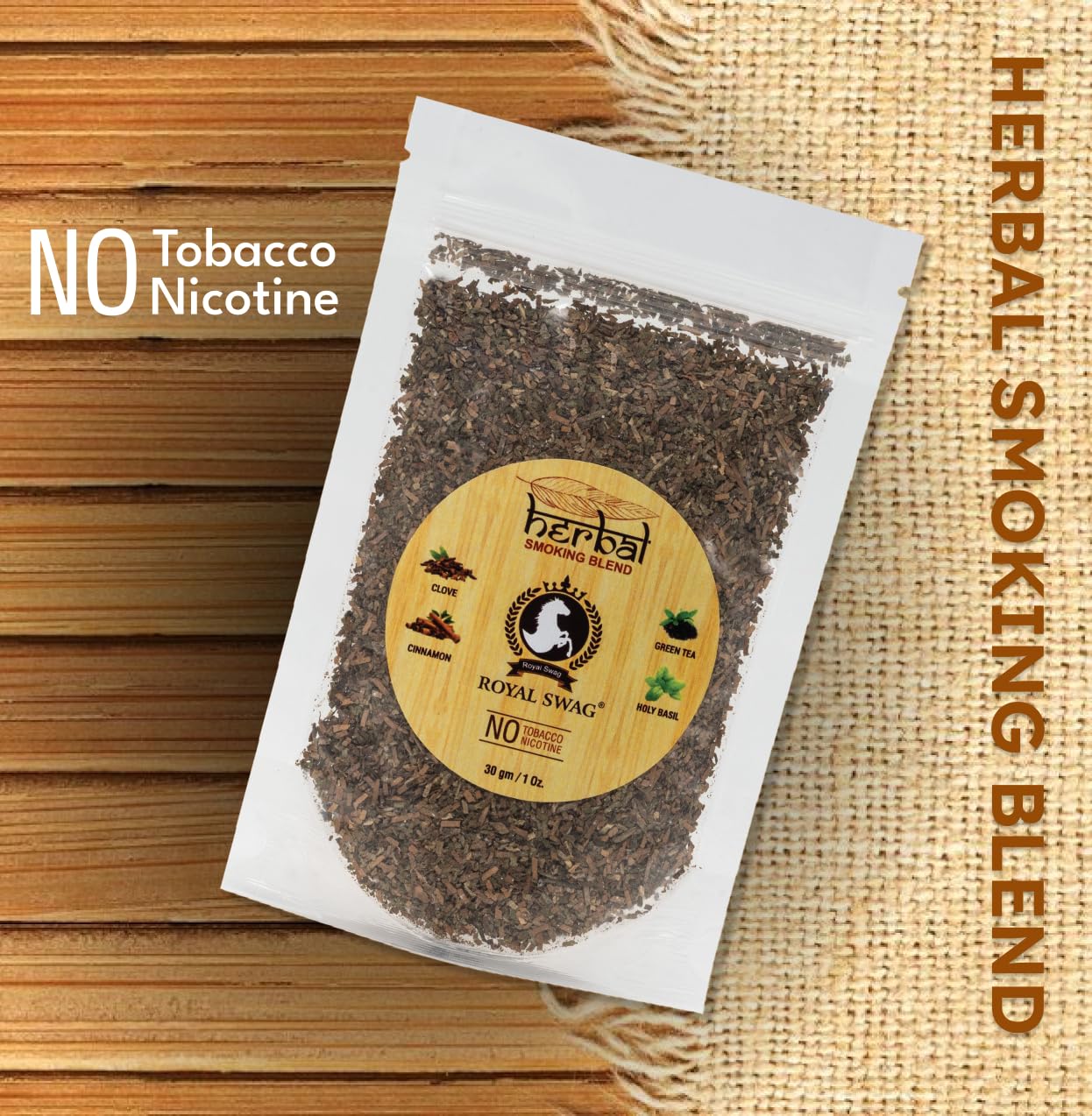 Royal Swag Tobacco & Nicotine Free Smoking Mixture With 100% Natural Herbal Smoking Blend 1 Pack 30gm