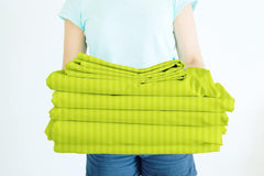 Double Bedsheets King Size With 2 Pillow Covers - Size-78 X72+10 Inches, Green | All Around Elastic 220 TC Super Soft Striped Pattern Breathable