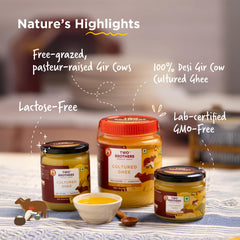 Organic Natural A2 Gir Cow Cultured Desi Ghee By Two Brothers Organic Farms | Naturally & Healthy Protein Fiber Desi Ghee Perfect For Baking | 2 Litre (1 Ltr * 2) 67.6 Ounce | Jar Pack