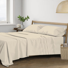 100% Cotton Plain King Size Bedsheet With 2 Pillow Covers | 108 X 108 Inches, Cream | Breathable & Skin Friendly - Soft & Durable For Everyday Use & Bedroom