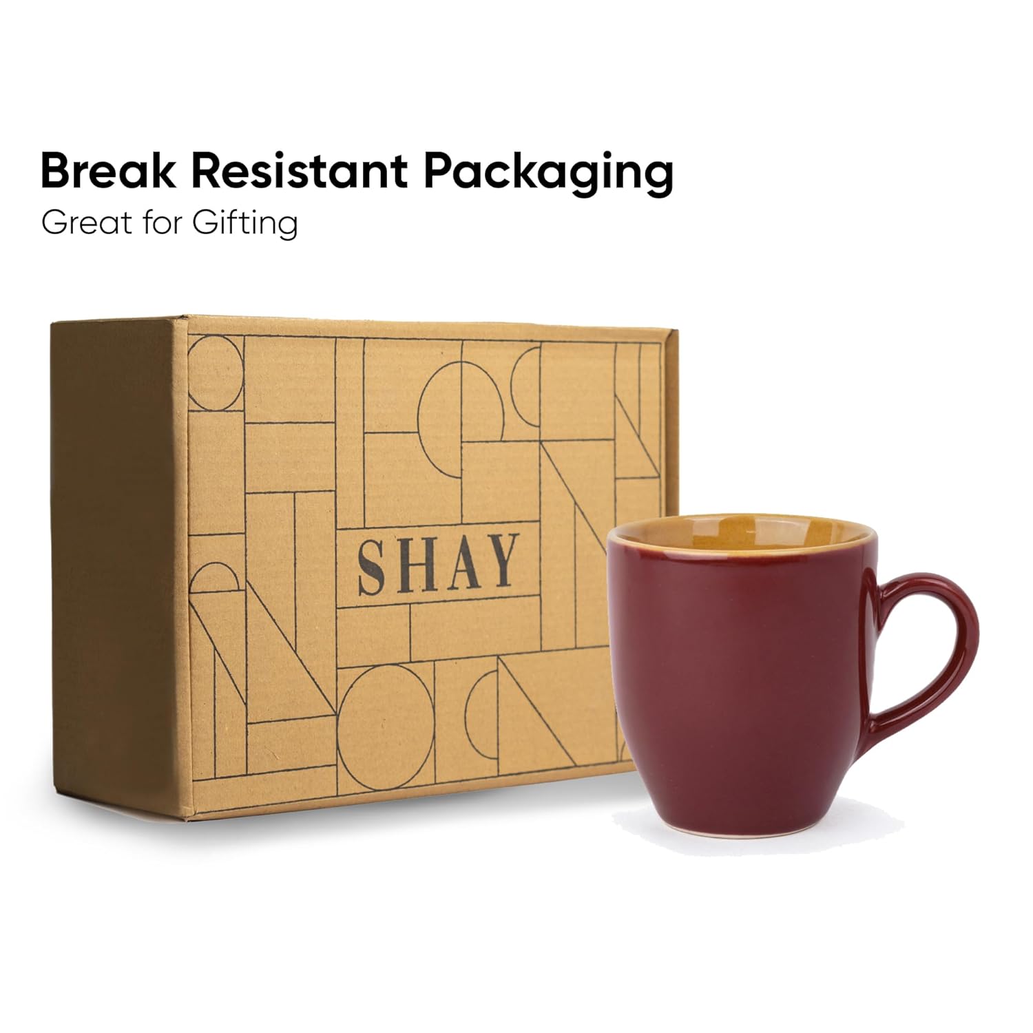 Ceramic Coffee Mug Set Of 6 - 300ml Each, Burgundy | Medium Mug With Glossy Finish - Stoneware Coffee Cup Set | Ceramic Cup - Microwave Safe & Dishwasher Safe
