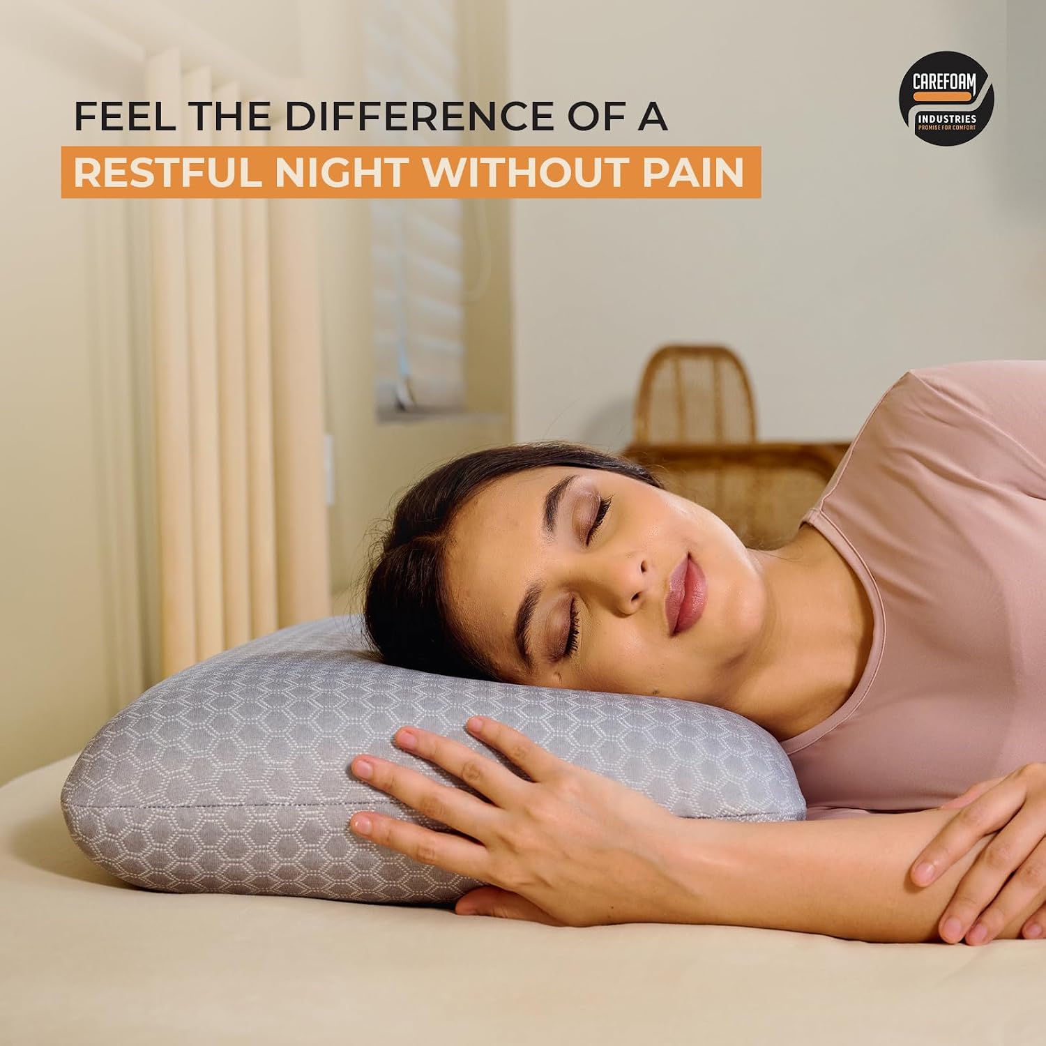 Orthopedic Memory Foam Pillow For Comfortable Sleep, Grey - 24 X 15 X 5 Inch | For Neck & Shoulder Pain Relief With Removable Zipper Grey Jacquard Cover | Back, Stomach Sleepers - Pack Of 1