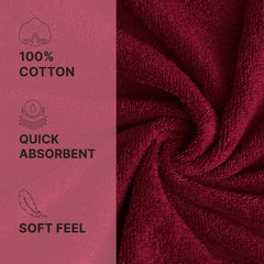 Welspun 100% Cotton Quik Dry Bath Towel 380 Gsm | High Absorbency Super Soft, Fast Drying Bath Towels | Large Size Bath Towel For Men & Women (Dark Red)