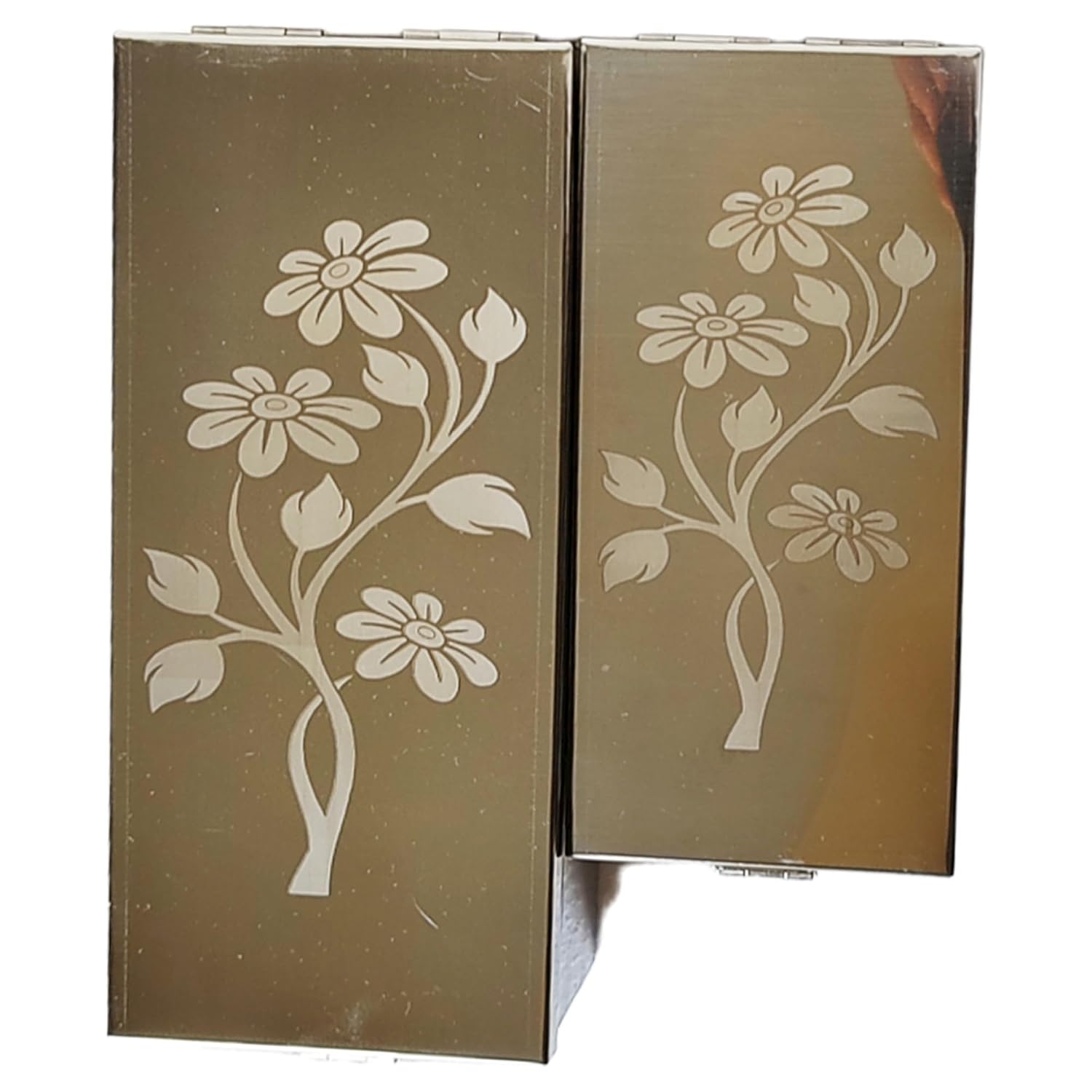 Stainless Steel Safe Locker Boxes For Cash Peti Pooja Jewellery Set Box, Pack Of 3, Size - 8 Inch, 10 Inch, 12 Inch With Laser Printed Sun Flower Design, Special Feature - Portable
