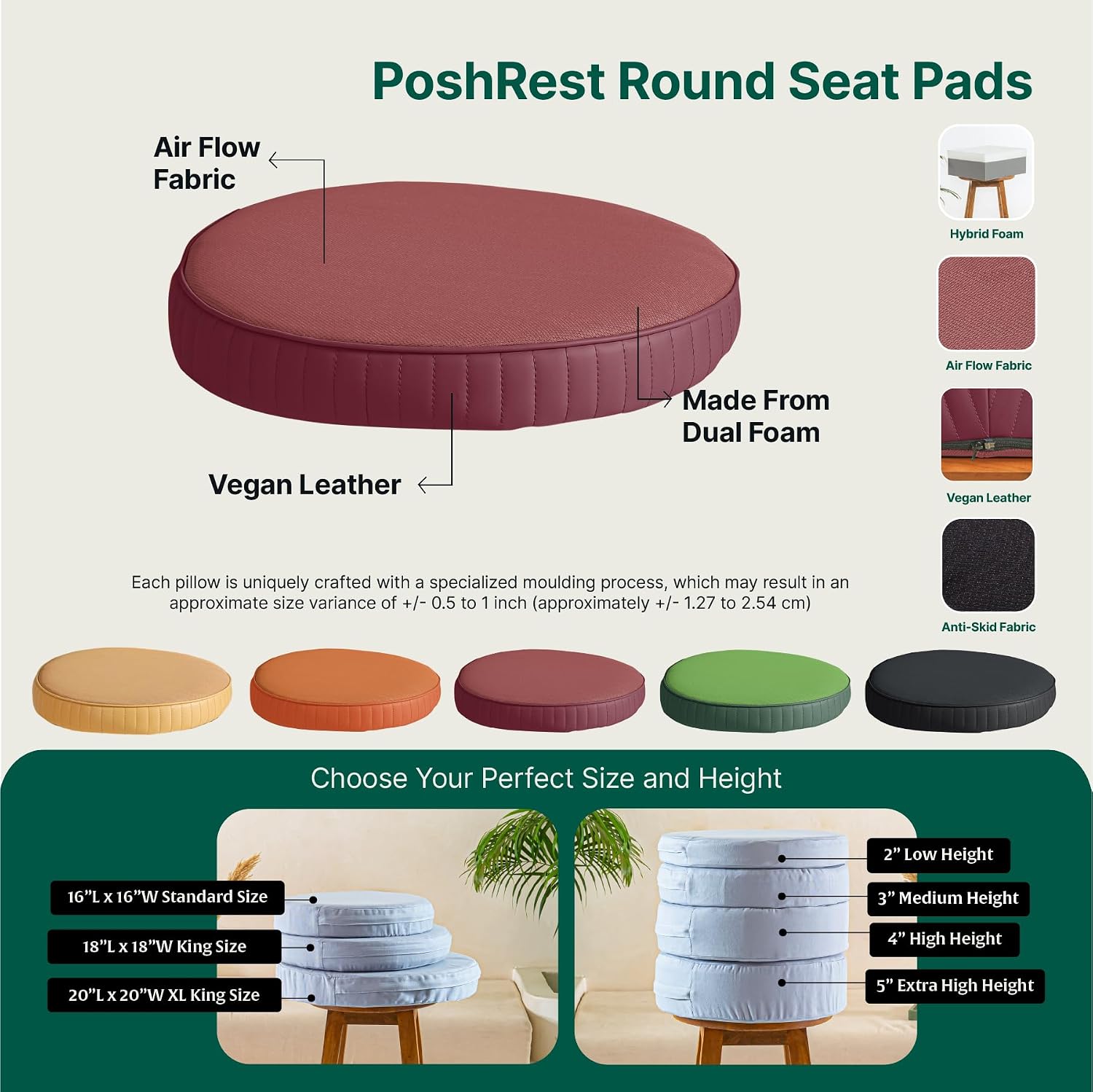 Round Chair Cushions For Sitting, Orthopedic Memory Foam Pillow, Berry - 16 L X 16 W X 3 H Inch | Seat Cushions For Office, Car, Home & Floor Cushion | Versatile Seat Pad - Pack Of 1