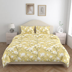 King Size Pure Cotton Bedsheet With 2 Pillow Covers | 108 X 108 Inches, Light Yellow | Perfect For Gifting On Weddings, Housewarmings, Or Anniversaries