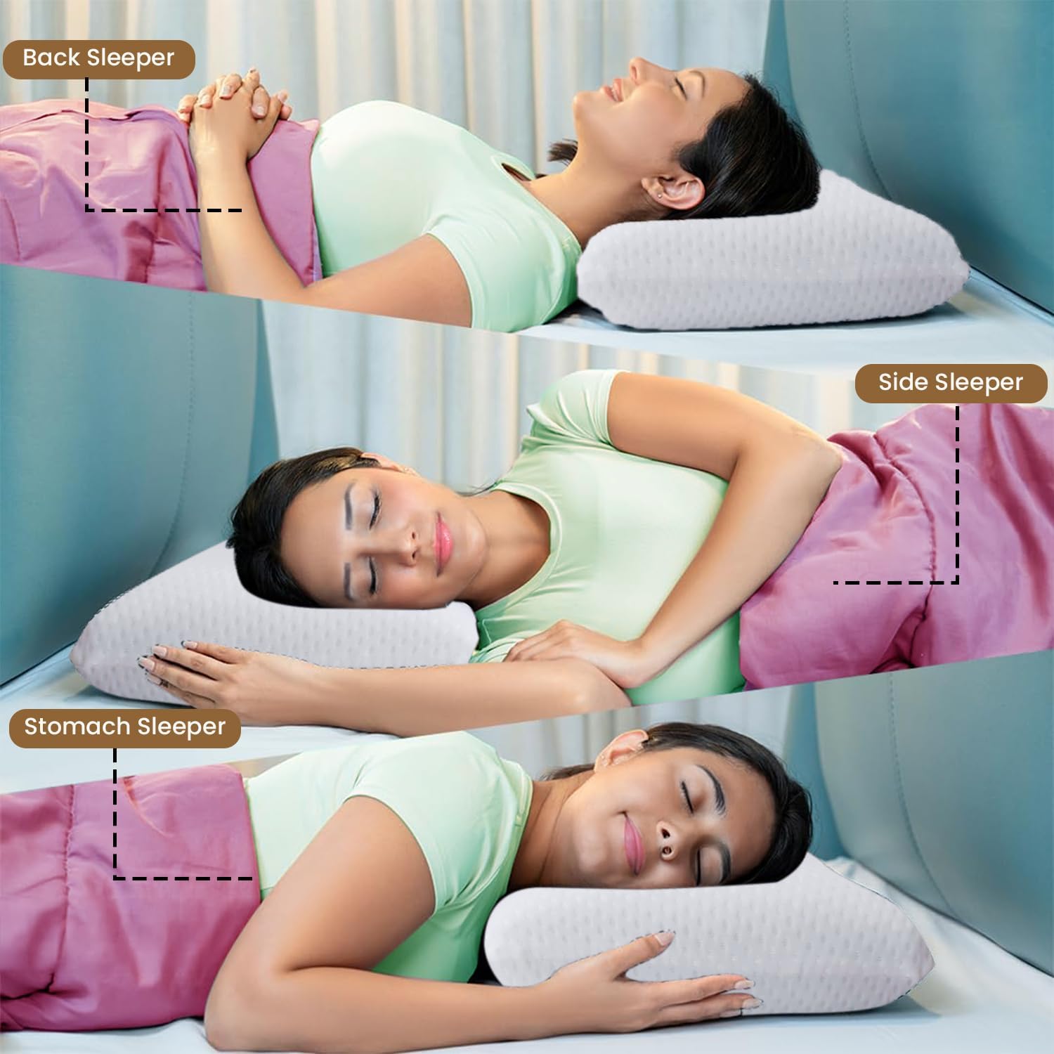 Cooling Gel Memory Foam Pillow For Spondylitis Neck & Shoulder Pain Relief, White, Size - Standard | Cervical Pillows For Sleeping, Designed For Orthopedic & Ergonomic Support