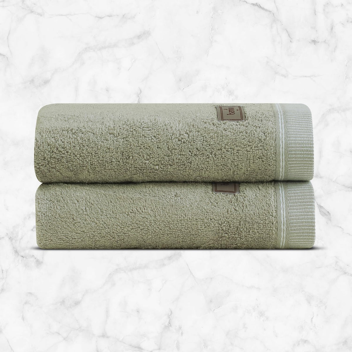 Spread Spain Bamboo Hand Towel 360 Gsm | Ultra Soft Absorbent & Quick Dry Towel For Daily Use, Gym, Pool, Travel, Sports & Yoga Set of 2 (Olive)