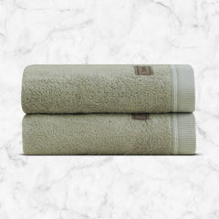 Spread Spain Bamboo Hand Towel 360 Gsm | Ultra Soft Absorbent & Quick Dry Towel For Daily Use, Gym, Pool, Travel, Sports & Yoga Set of 2 (Olive)