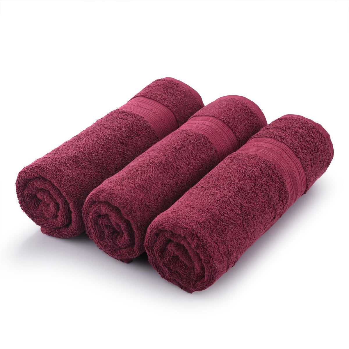 Himeya 100% Cotton Bath Towel 1400 Gsm | Bath Towel For Men & Women - Wine Red (3 Piece)