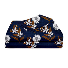 Double Bedsheet For With 2 Pillow Covers Soft | 84 X 86 Inches, Dark Blue & White - Soft & Smooth To The Touch