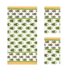 Mafatlal Madhuban Premium Waffle Cotton 1 Bath & 2 Hand Towel 700 Gsm | Hand Printed Floral Design Lightweight, Quick Dry Towel (Irish Green) - 3 Pcs