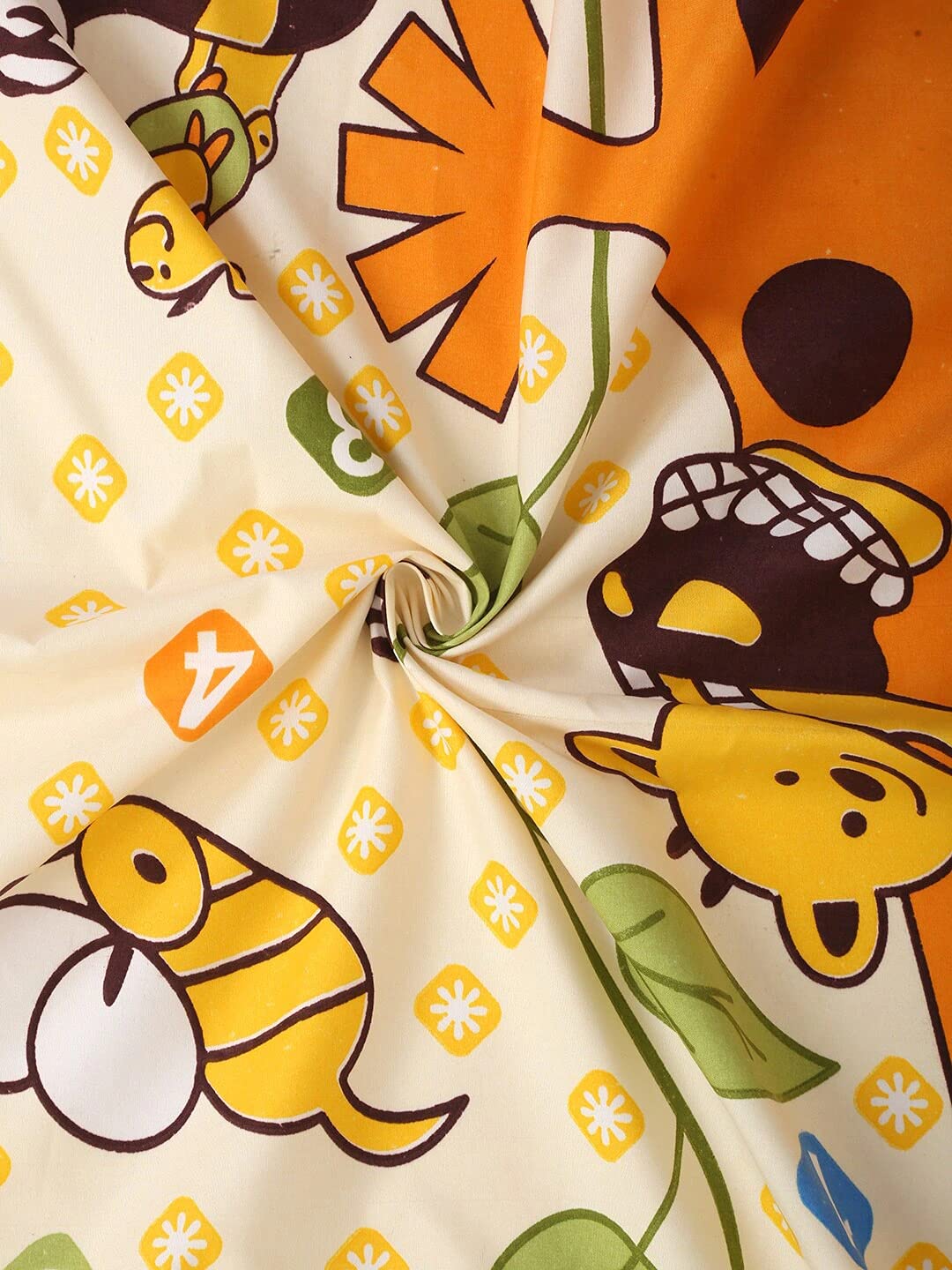 Microfiber Kids Giraffe Elastic Fitted Double Bedsheet With 2 Pillow Covers | 90 X 90 Inches, Yellow | Normal Hand Wash Or Machine Wash
