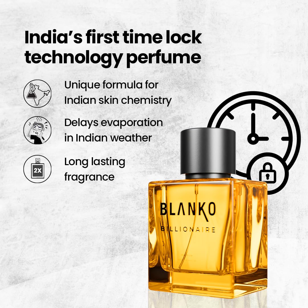 Blanko Billionaire TLT Parfum 20ml 0.6 Fl.oz. Luxury Perfume For Clubs, Concerts & Night | Longest Lasting Men's Perfume With Time Lock Technology