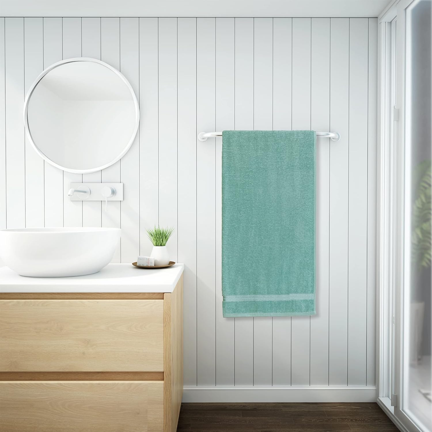 Welspun 100% Cotton Bath Towel 500 Gsm | Anti Bacterial Bright Colours High Absorbency Cotton Bath Towels (Classic Mint)