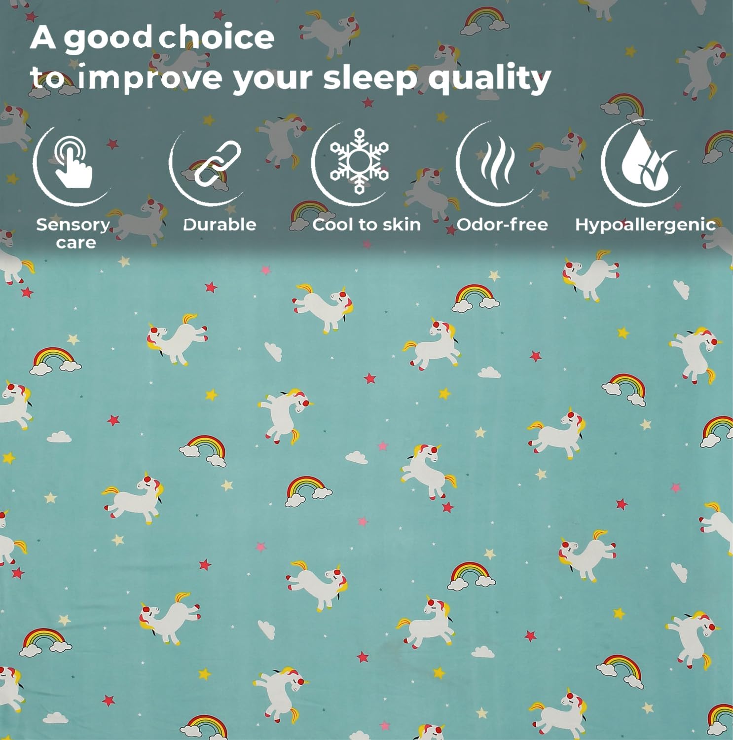 Wrinkle Free Soft Kids Double Bedsheets For King Size With 2 Pillow Cover | 90 X 95 Inches, Sky Blue | Cartoon Printed Design | Child Bedroom Decor