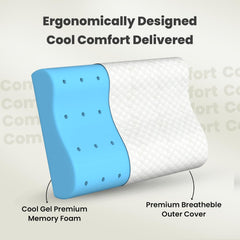 Gel Memory Cervical Neck Pillow For Pain Relief Sleep, White - King Size | Improves Posture & Spinal Alignment, Neck Pain Relief Cushion With Ultra Responsive, Washable Cover - Pack Of 1