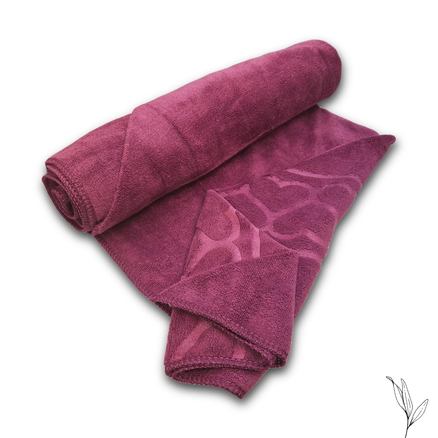 Nive Home Linens Microfiber Bath Towel 800 Gsm | Self Design, Ultra Soft, Super Absorbent, Quick Dry (Dark Plum & Gray)- Pack Of 2