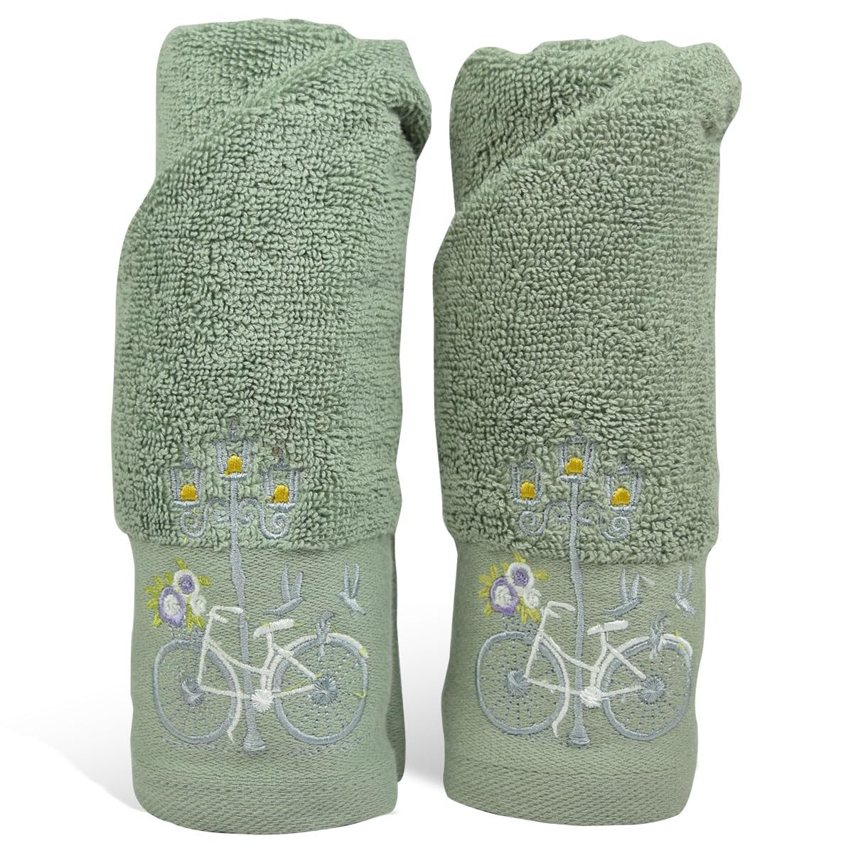Rangoli 100% Cotton Martin Hand Towels 400 Gsm | Quick Dry, Ultra Soft, Highly Absorbent Printed Hand Towel For Men & Women Luxury & Highly Absorbent Towels - Green (Set Of 2)