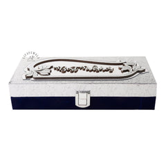 Designer Rectangular Shaped Best Wishes Cash Box, Shagun Box, Gift Box, Gaddi Box, Jewellery Box, Shagun Envelope In Floral Design, Colour - Silver