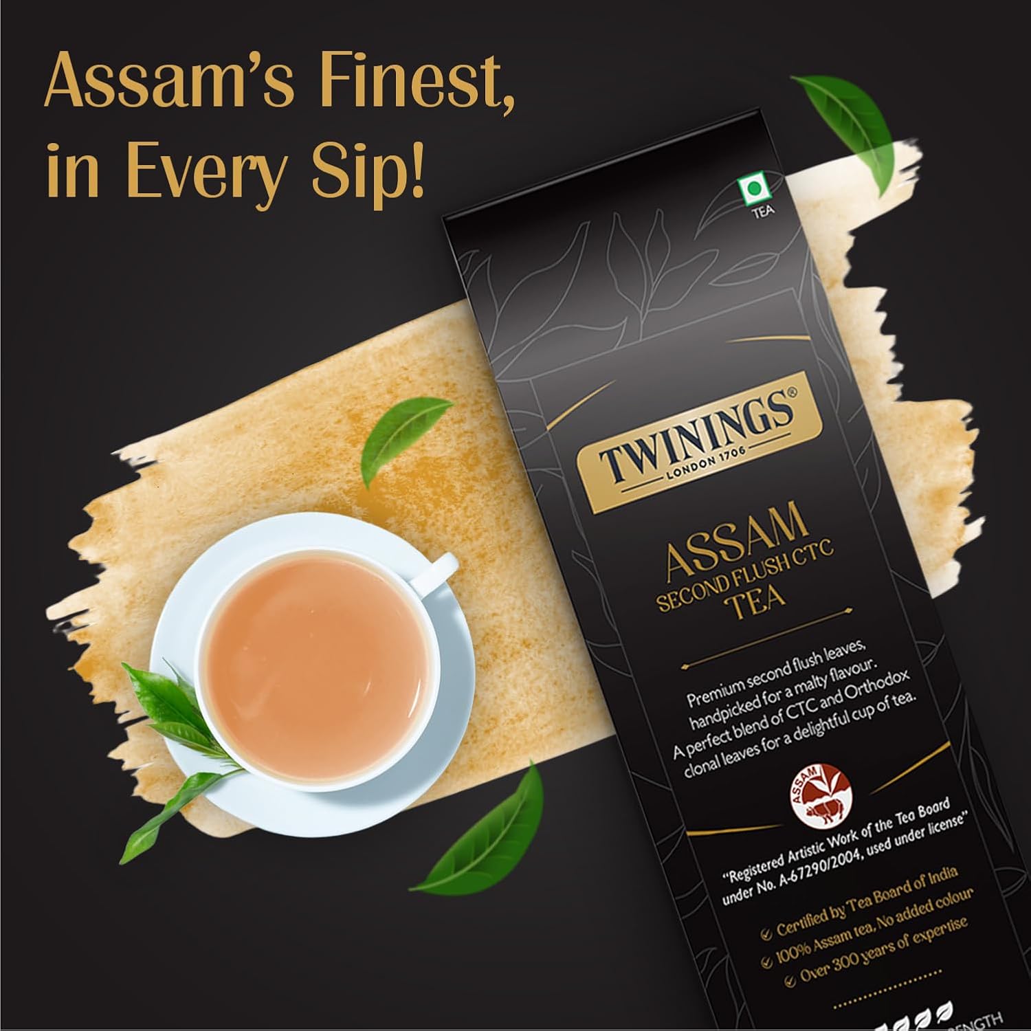 Twinings Origins Assam Second Flush CTC Tea - 250gm, 8.8 Ounce | Strong Flavor Strength - Premium Black Tea Malty, Robust Flavor | No Added Color, Caffeine Free