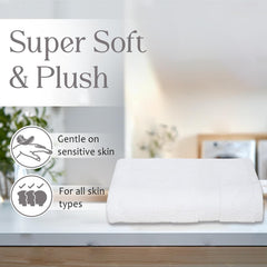 Ambra Linens Highly Absorbent Towels Set 500 Gsm | 100% Cotton Soft And Plush, All Seasons Use Large Everyday Use, Durable (2 Pieces Of Bath Towel) | White