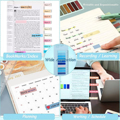 Sticky Index Tabs For Books Page Markers Transparent Sticky Notes Colorful | 3 Packs - 600 Pcs