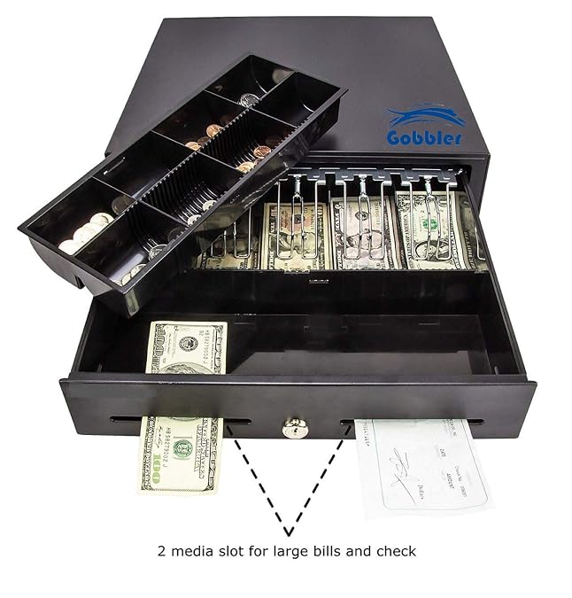Electronic & Manual Metal Cash Drawer For Point Of Sale (Pos) System With Coin Tray, Colour - Black, Material - Alloy Steel