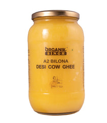 Organic A2 Bilona Desi Cow Ghee By Organik Singh | Great Source Of Energy & Vitamin Healthy Desi Ghee Perfect For Glowing Skin | (1 Litr) 33.8 Ounce | Jar Pack