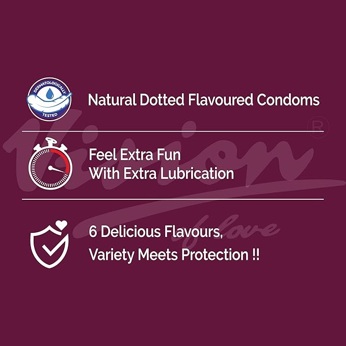 Super Dotted Real Feel For Men | long Lasted, Lubricated | Passion Fruit Condoms - 12 (Pack Of 5)