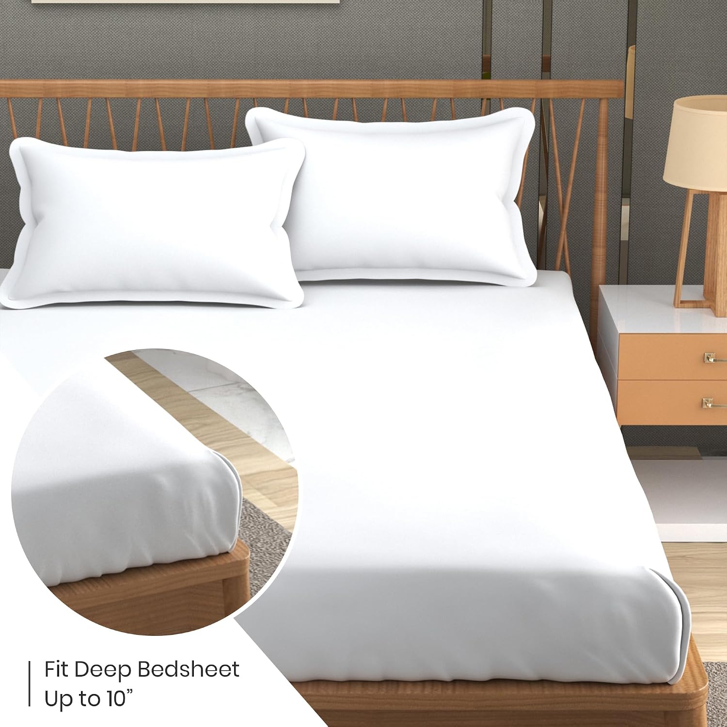 Queen Size Solid Plain Bedsheet Set Includes 2 Pillow Covers - 90 X 95 Inches, White | Exceptional Softness & Breathability | Premium Microfiber Material