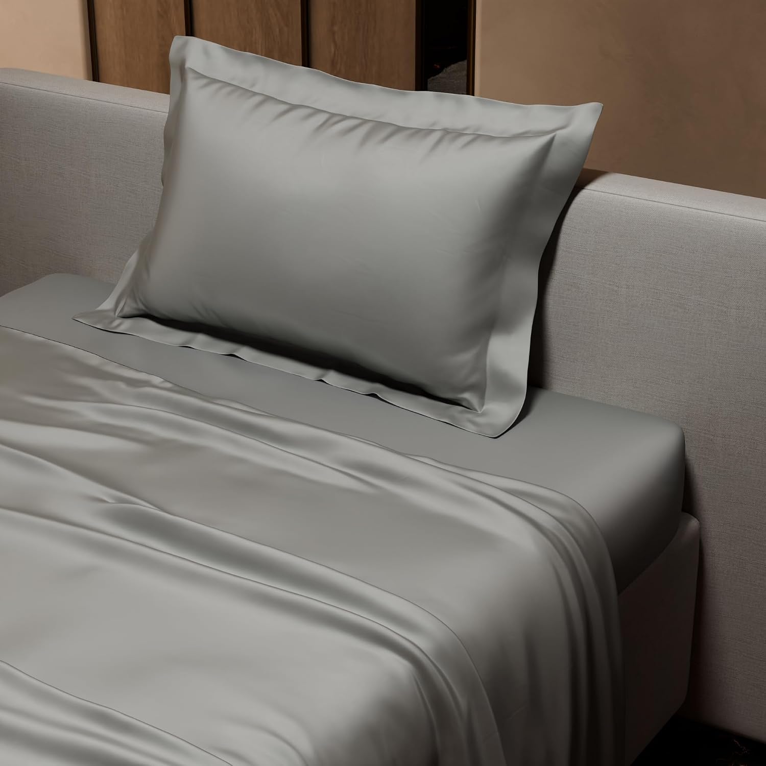 Single Bedsheet With 1 Pillow Cover - 60 X 90 Inches, Mist Grey | Premium Bedding Set, Home Decor, Wedding Gift For Couples, Housewarming, Anniversary