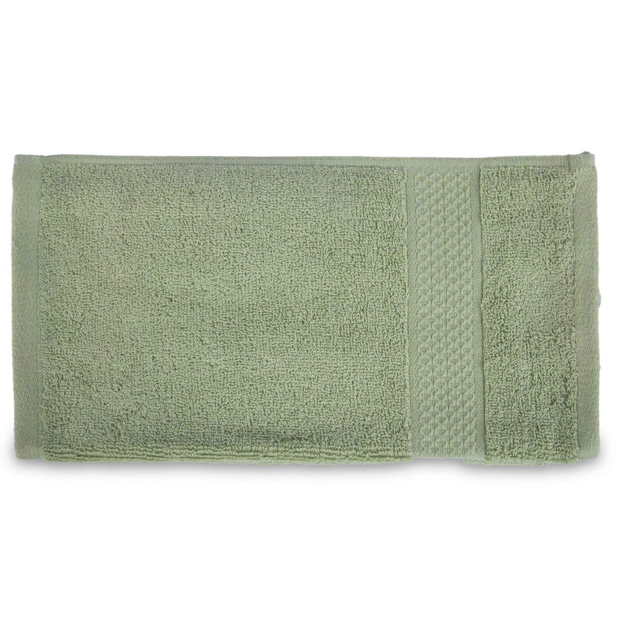 Divine Overseas Cotton Yarn Soft Extra Absorbent & Durable Gsm 1200 Face Towel Set (Sage Green) - Pack Of 6