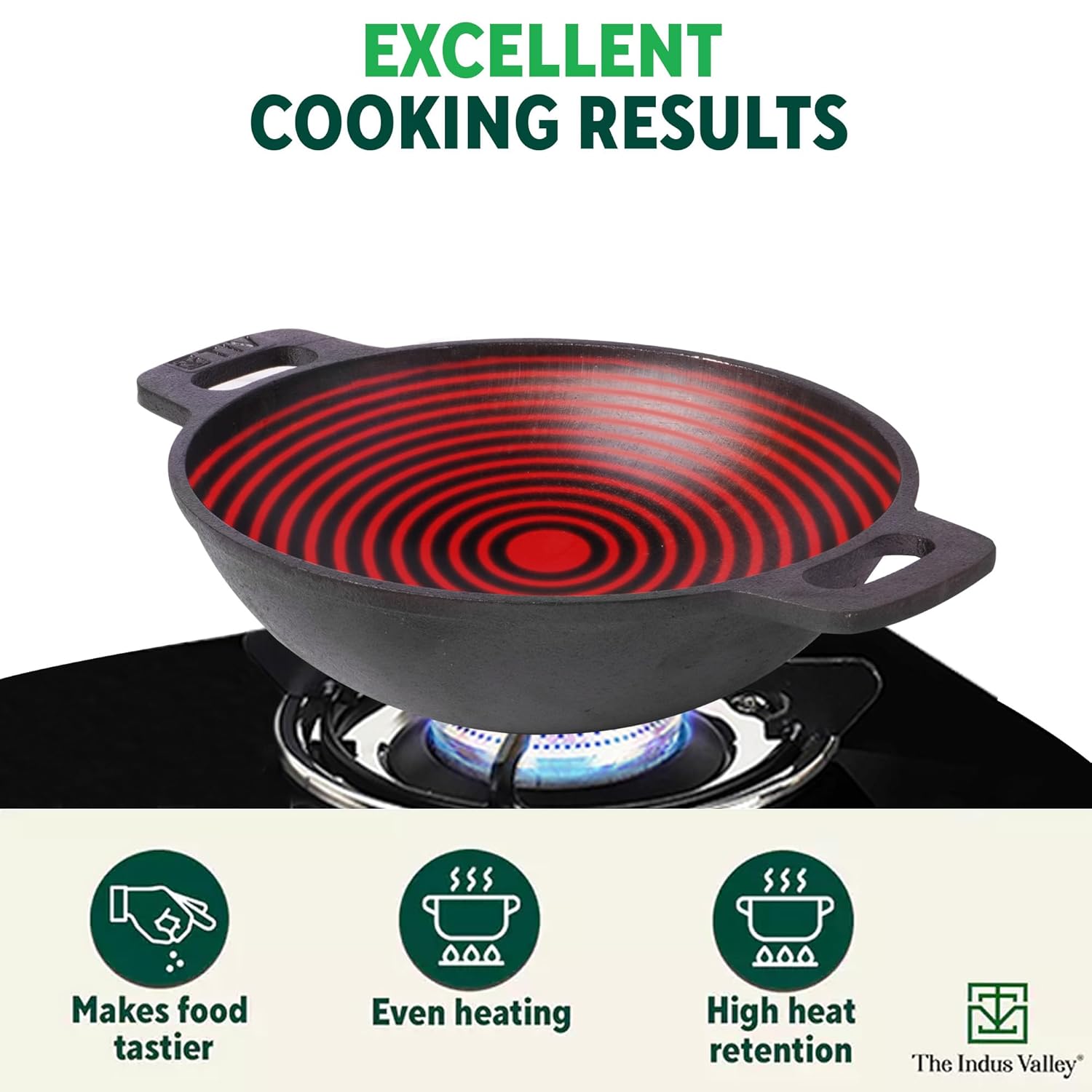 Super Smooth Cast Iron Kadai For Deep Frying With Strong Handles - Very Small, 17.8cm, 7 Inch, 1 Liter, 1.1 Kg | Naturally Nonstick, 100% Pure & Toxin-Free, No Chemical Coating