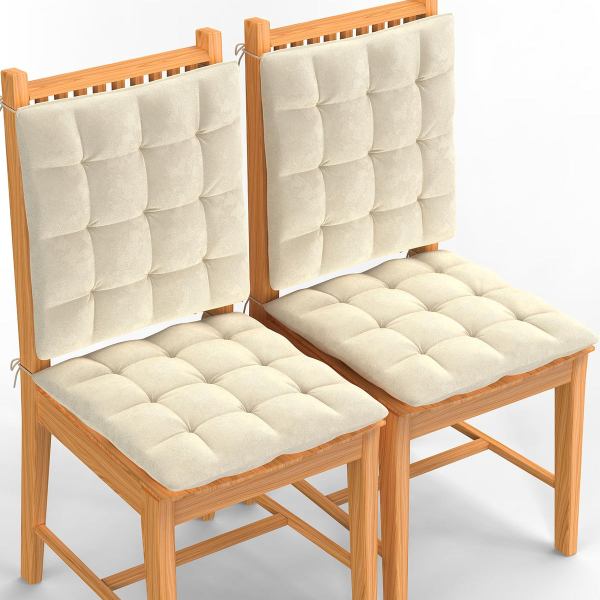 Square Chair Pads Cushion, For Comfortable Sitting, Cream Color - 40 X 40 Cm | Seat Cushions With Ties For Sitting, Pooja, Dining & Office Table | Furniture Cushion, Washable - Pack Of 4