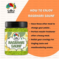 Mr. Merchant Rasbhari Green Special Saunf 300gm, (Sugar Coated Fennel Seeds)