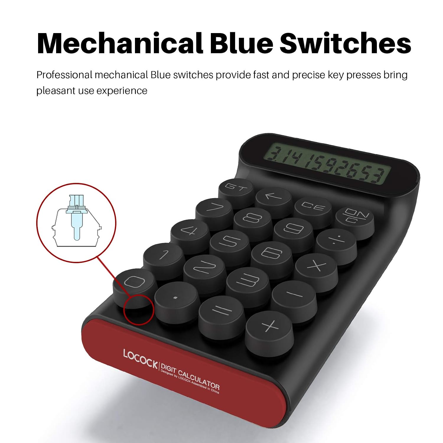 Mechanical Switch Calculator, Handheld For Daily And Basic Office,10 Digit Large LCD Display (Black)