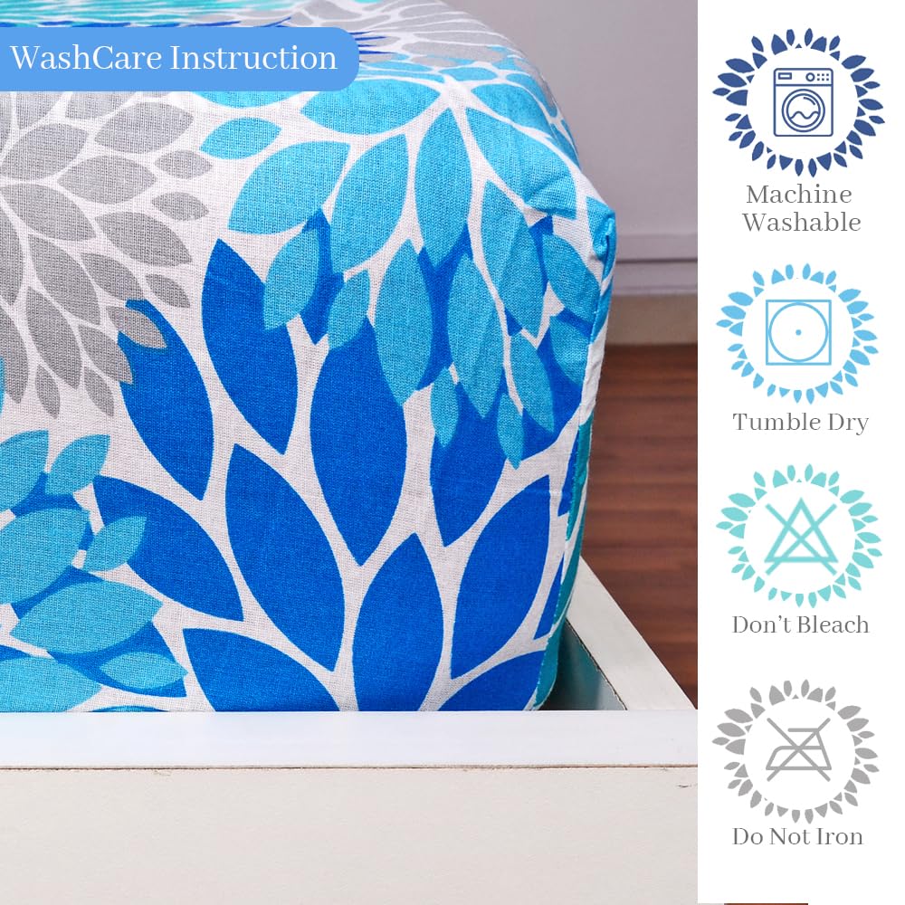 Double Bedsheet For Queen Size With 2 Pillow Covers - 60 X 78 Inches, Multicolor | All Around Elastic Fitted Soft, Lightweight & Breathable Cotton Bedsheet