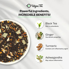 Udyan Tea Ayurvedic CTC Chai - 250gm, 8.8 Ounce | Handcrafted Blend With Ginger, Turmeric & Ashwagandha - Helps Relieve Indigestion & Stress | High Caffeine, No Added Preservatives Or Sugar