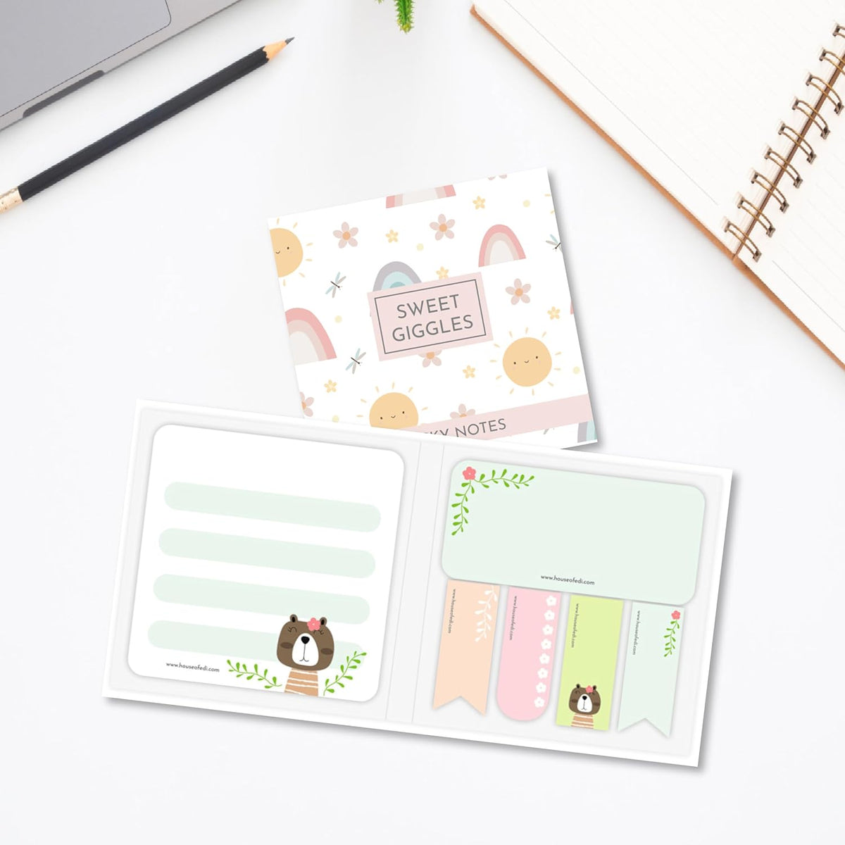 Sticky Notes, Creative Beautiful Designs, Sweet Giggles, 150 Sticky Sheets Total - Multicolor