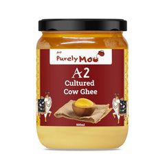 Pure Premium A2 Cultured Gir Cow Ghee By AMP Purely Moo | Natural & Healthy Desi A2 Cow Ghee Good For Laddus | (500ml) 16.9 Ounce | Jar Pack