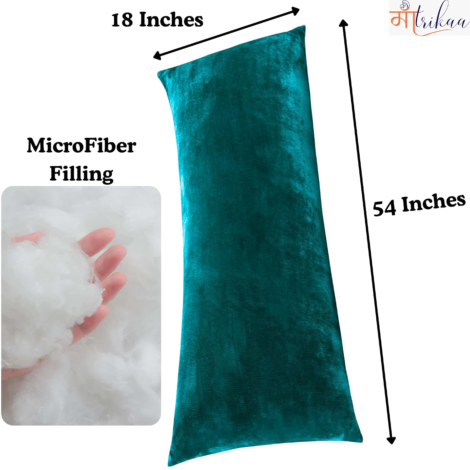 Full Body Pillow, Long Sleeping, For Side Sleeping Hugging, Cuddling, Dark Green - 54 X 18 Inches | For Relaxing & Pregnancy Comfort, Velvet Pillow With Removable Cover, Adjustable Pillow