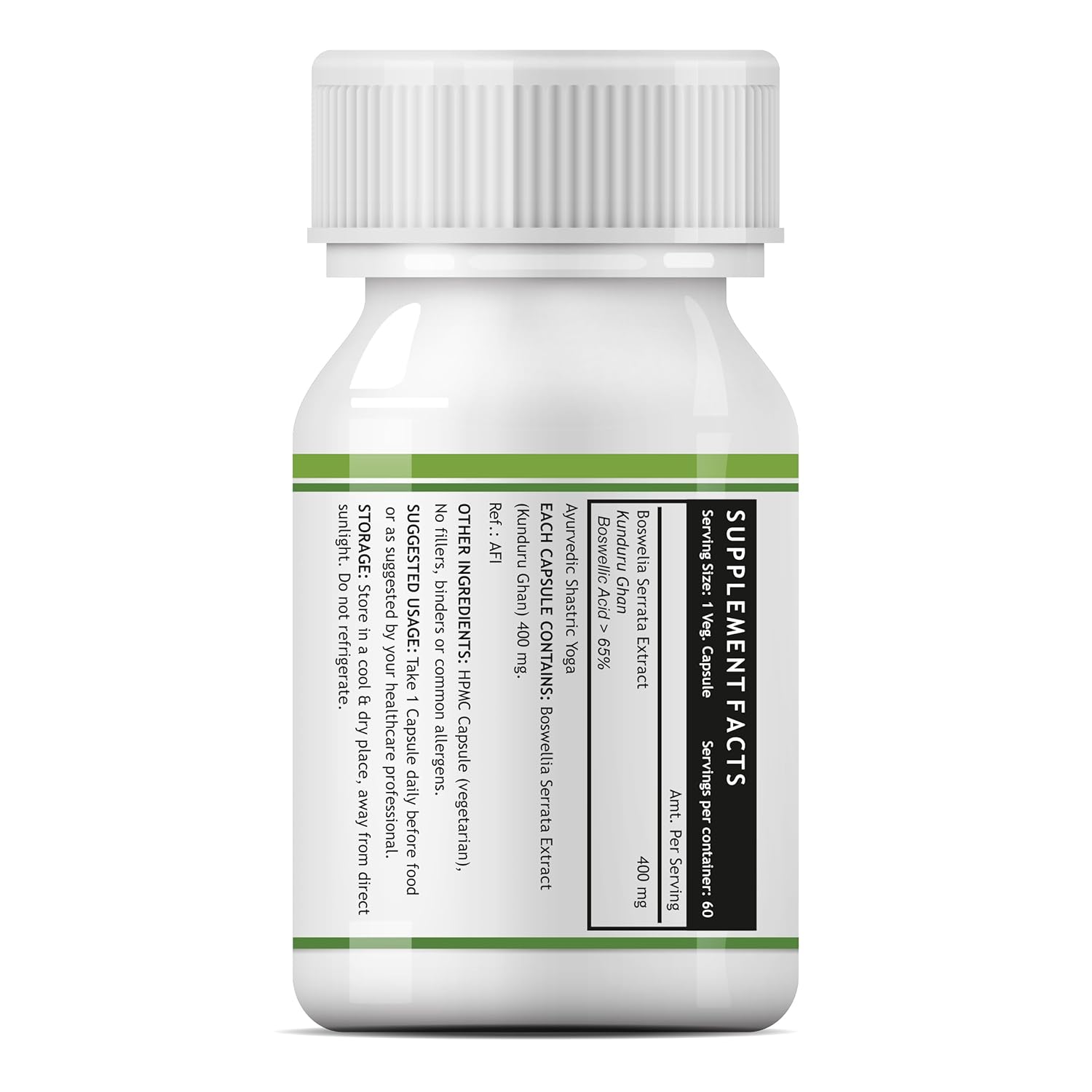 Inlife Boswellia Serrata Extract Boswellic Acids > 65% Joint Supplement, 400mg | 60 Vegetarian Capsules 100gm 0.2lbs Each Pack Of 2