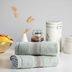 Spread Spain Water & Soil Hand Towel 500 Gsm | Luxurious Blend Of Cotton & Bamboo Fiber Hand Towel Ultra-Absorbent, Quick-Drying & Skin-Friendly (Mint) - Pack Of 2