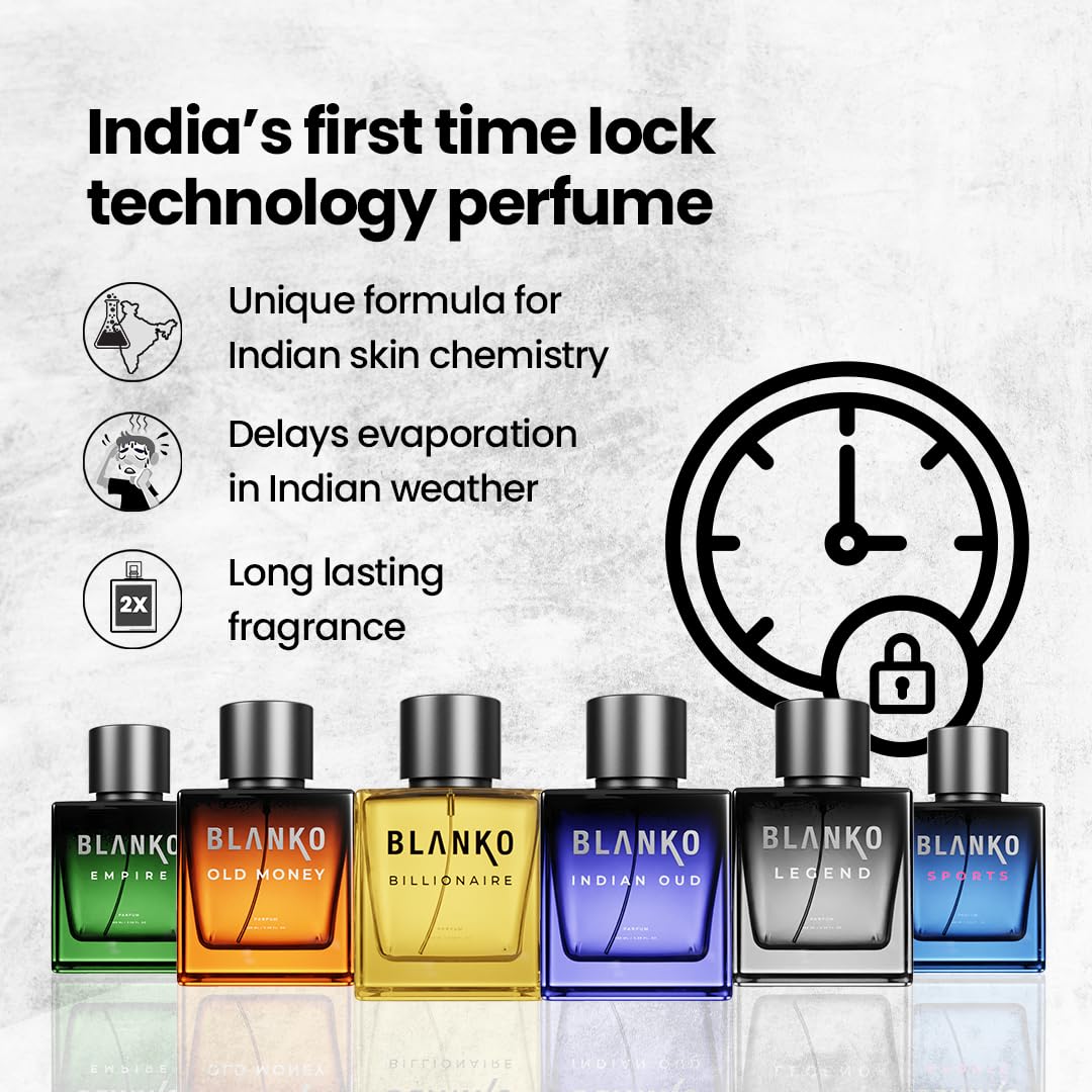 Blanko Indian Oud + Empire Time Lock Technology Parfum 100ml 3.4 Fl.oz. Each Pack Of 2 | Luxury Fragrance Gift Set For Husband, Father, Brother