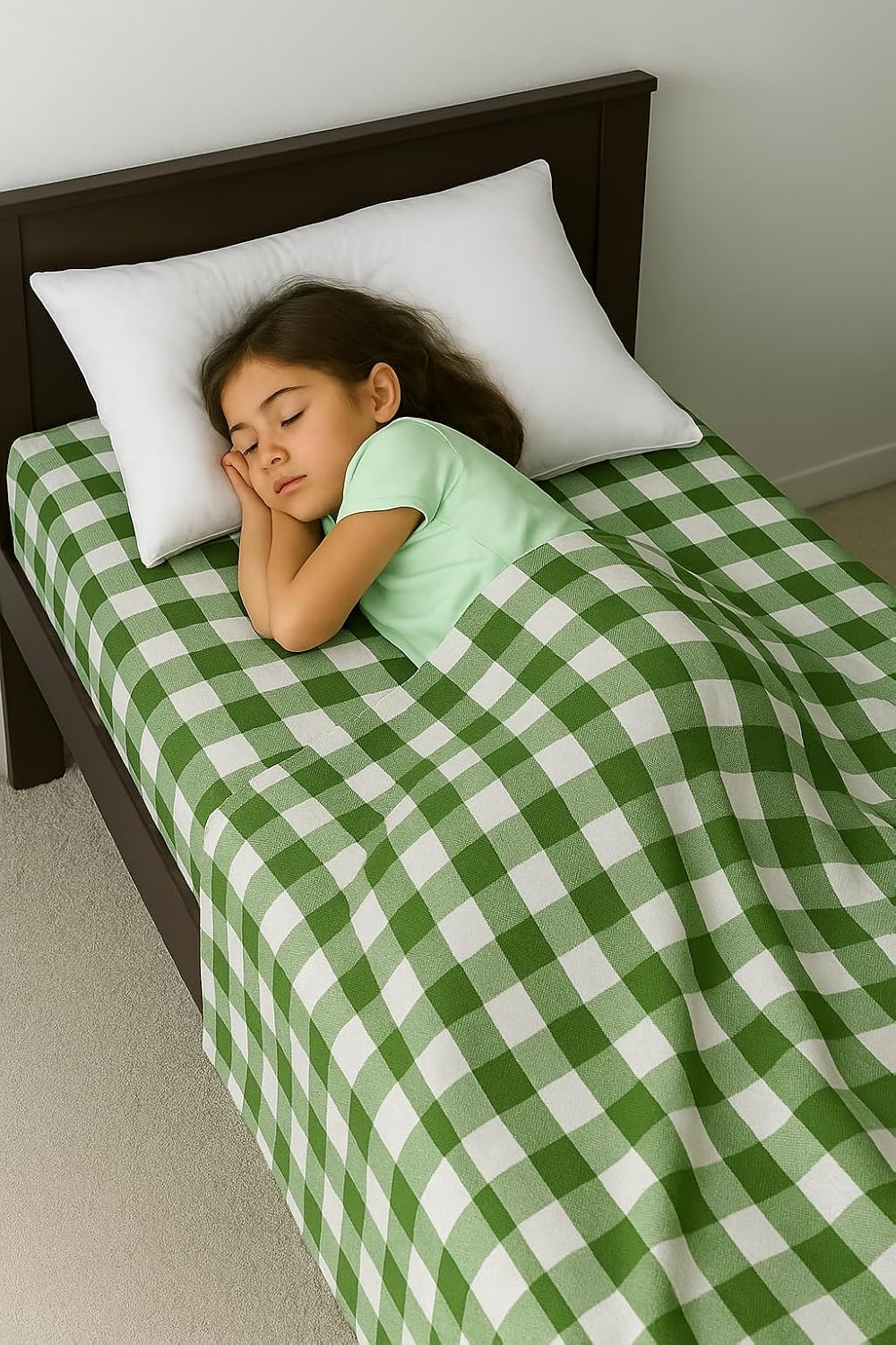 Soft Cotton Bedsheet For Single Bed - 60 X 90 Inches, Green & White | 400 Thread Count Soft, Durable & Long Lasting - Light Weight Blanket For Winter & Summer