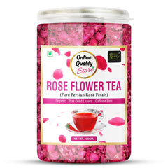 Online Quality Store Rose Flower Tea - 100gm, 3.5 Ounce | Pure Persian Rose Petals - Use For Iced Tea, Cocktails | Organic Pure Dried Leaves Herbal Tea - Caffeine Free