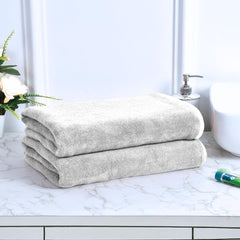 Black Gold The Finer Touch Premium Microfiber Bath Towel 900 Gsm | Ultra Soft & Absorbent Quick Dry Towel Lightweight Microfiber Bath Towel (White) - Pack Of 2