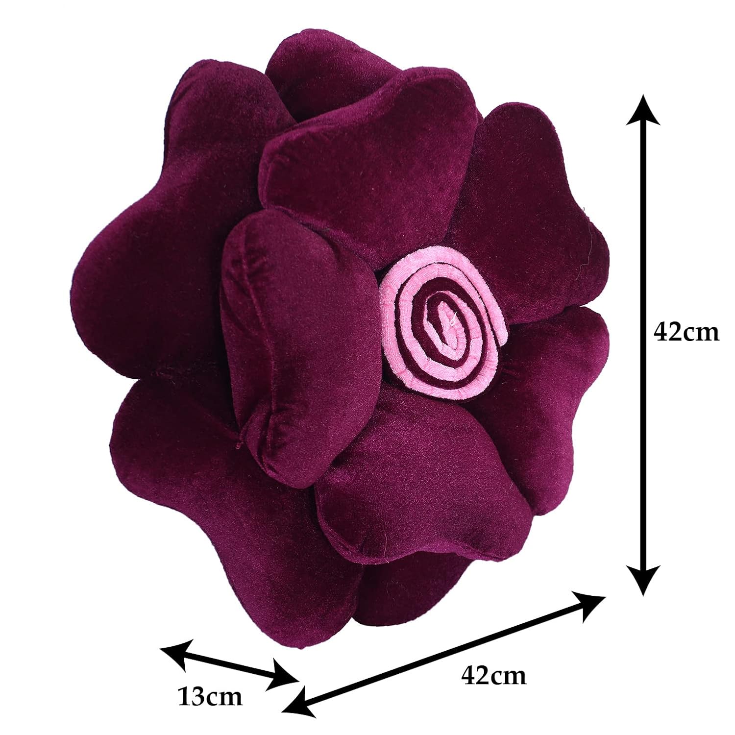 Rose Flower Shaped Pair Cushion Pillow, Soft & Decorative Cushions, Purple - 16 Inch | For Living Room, Bed, Sofa, Seating Area | Furniture Cushion, Perfect For Home Décor - Pack Of 2